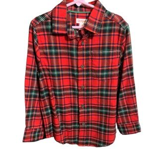 Cat and Jack red plaid flannel button down shirt